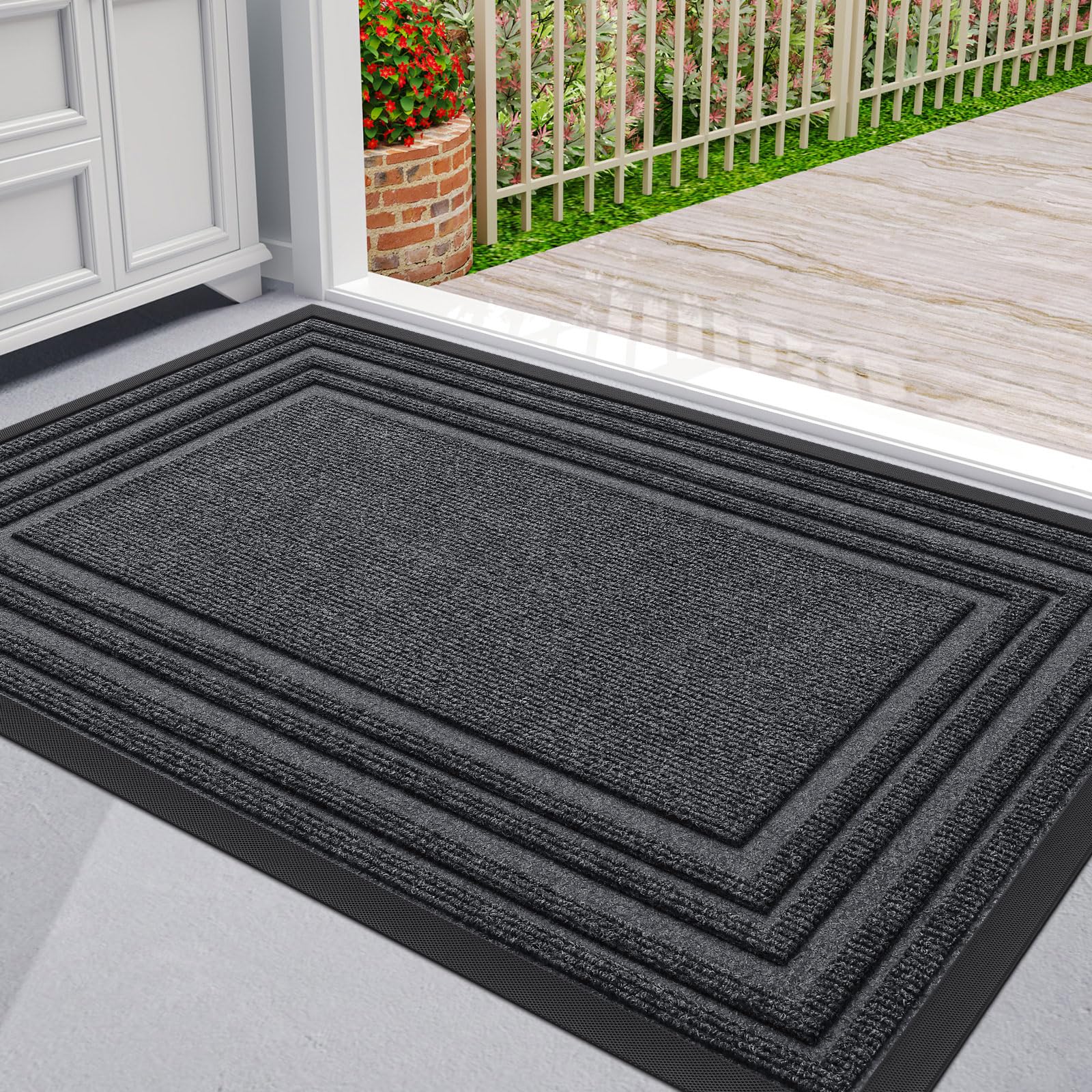 Buganda Floor Door Mat, Heavy Duty Doormat Outdoor Indoor, Natural Rubber Mat, Non Slip, Low Profile Outdoor Mat For Home Entran